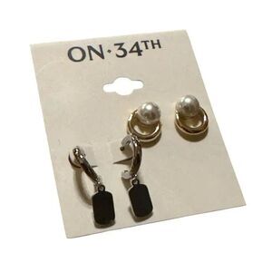 On 34th Gold and Silver Earrings Set